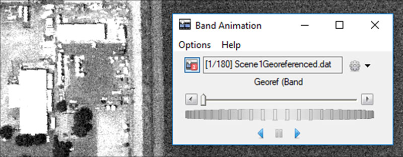 Figure 4: Using the Band Animation tool to animate a hyperspectral image with 180 bands.