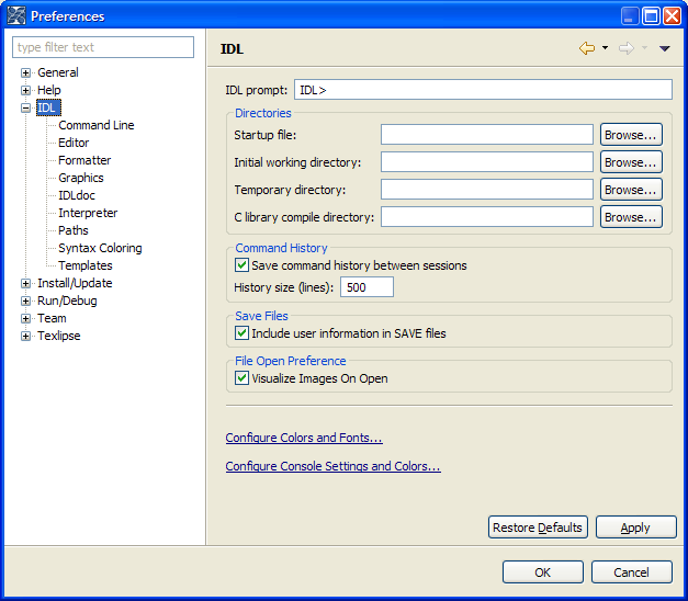 IDL workbench