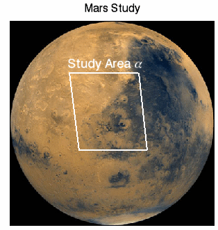 mars with an irregular rectangle area