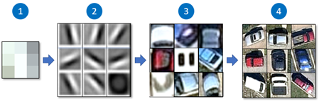 Hierarchical representation of how deep learning algorithms learn features