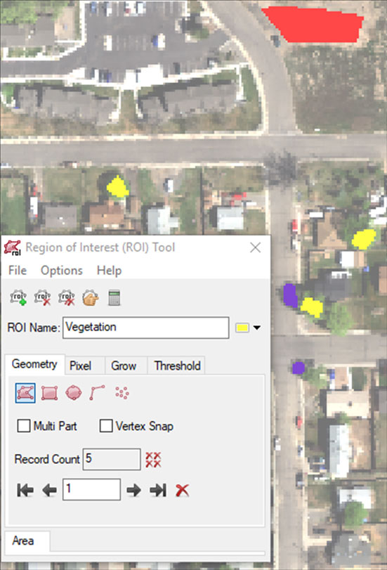 Figure 11: Using ROIs to identify non-target pixels.