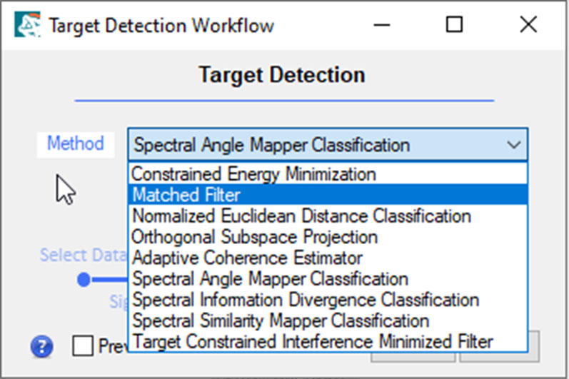 Figure 14: Selecting methods for target detection